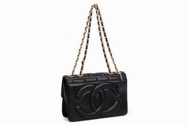 7A Replica Chanel CC Logo Lambskin Leather Flap Bags 002 Black - Click Image to Close
